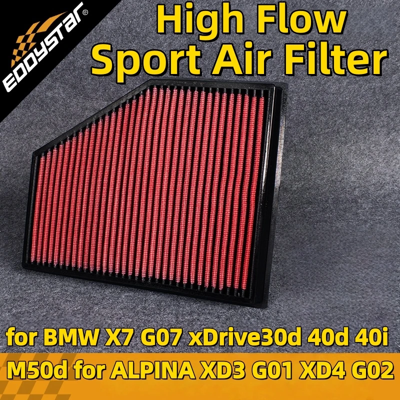 High Flow Sport Air Filter for BMW X7 G07 XDrive30d 40d 40i M50d for ALPINA XD3 G01 XD4 G02 Washable Racing Intake Filters