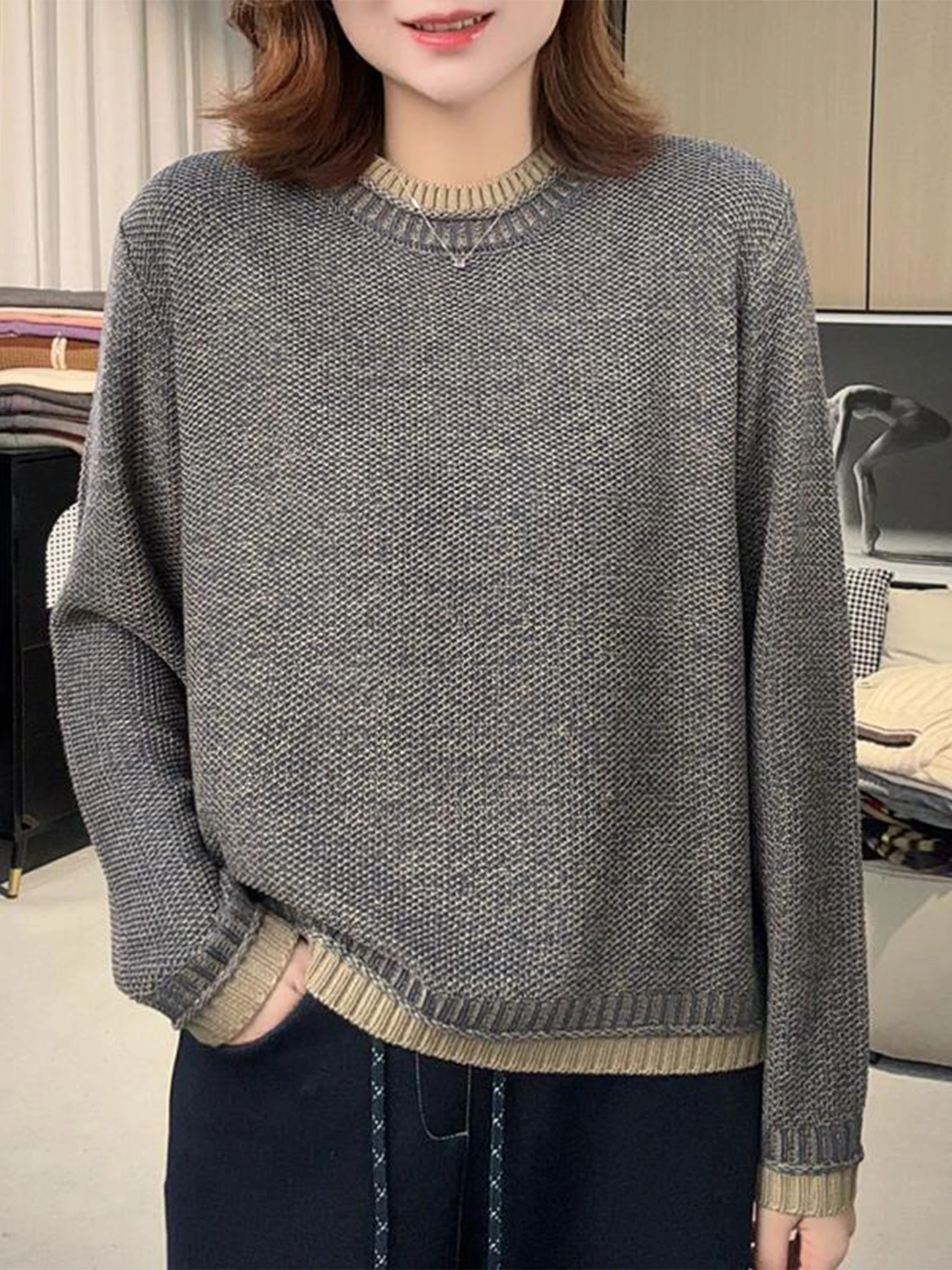 Faionable round Ne Oversized Sweater Women's Autumn Winter New Sle Knitted Top Warm Long Sve Comfortable Casual Wear