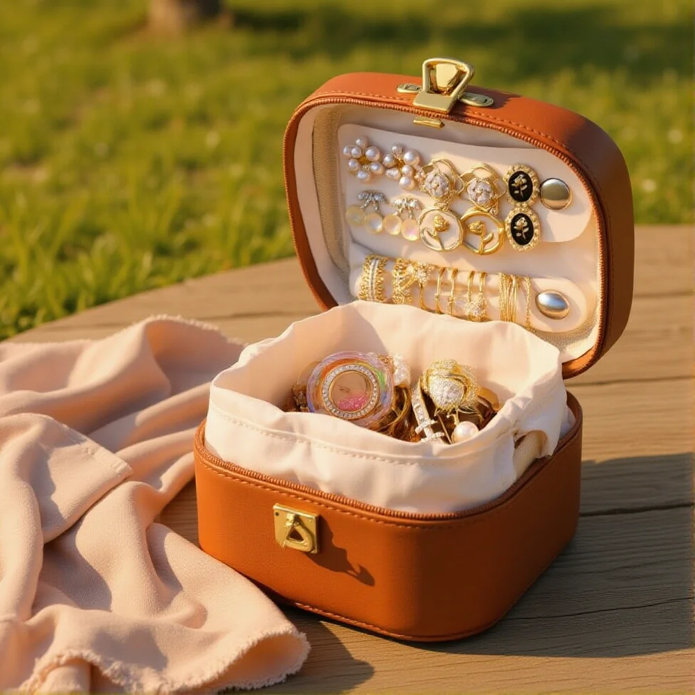

Jewelry Storage Box Pu Leather Pu Leather Jewelry Pouch Portable Jewelry Box White For Home Storage Gift Pouch Storage