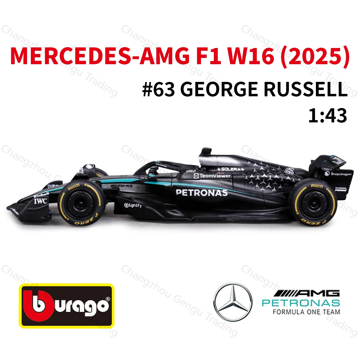 Bburago 1:43 2025 W16 E Performance F1 Formula Car Die Cast Vehicles نموذج قابل للجمع ألعاب السباق