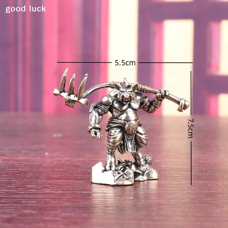 AnswerBrass Myth Pig Warrior Figurine Vintage Oriental Folklore Statue Desktop Ornament Tea Pet Collectible Craft Gift