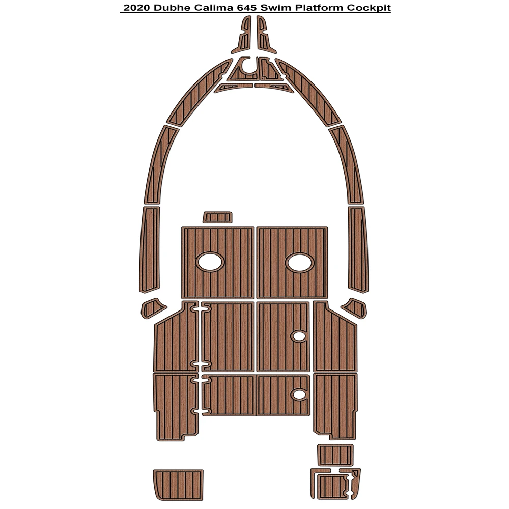 

2020 Dubhe Calima 645 Swim Platform Cockpit Pad Boat EVA Foam Faux Teak Deck Floor Mat SeaDek MarineMat Style Self Adhesive