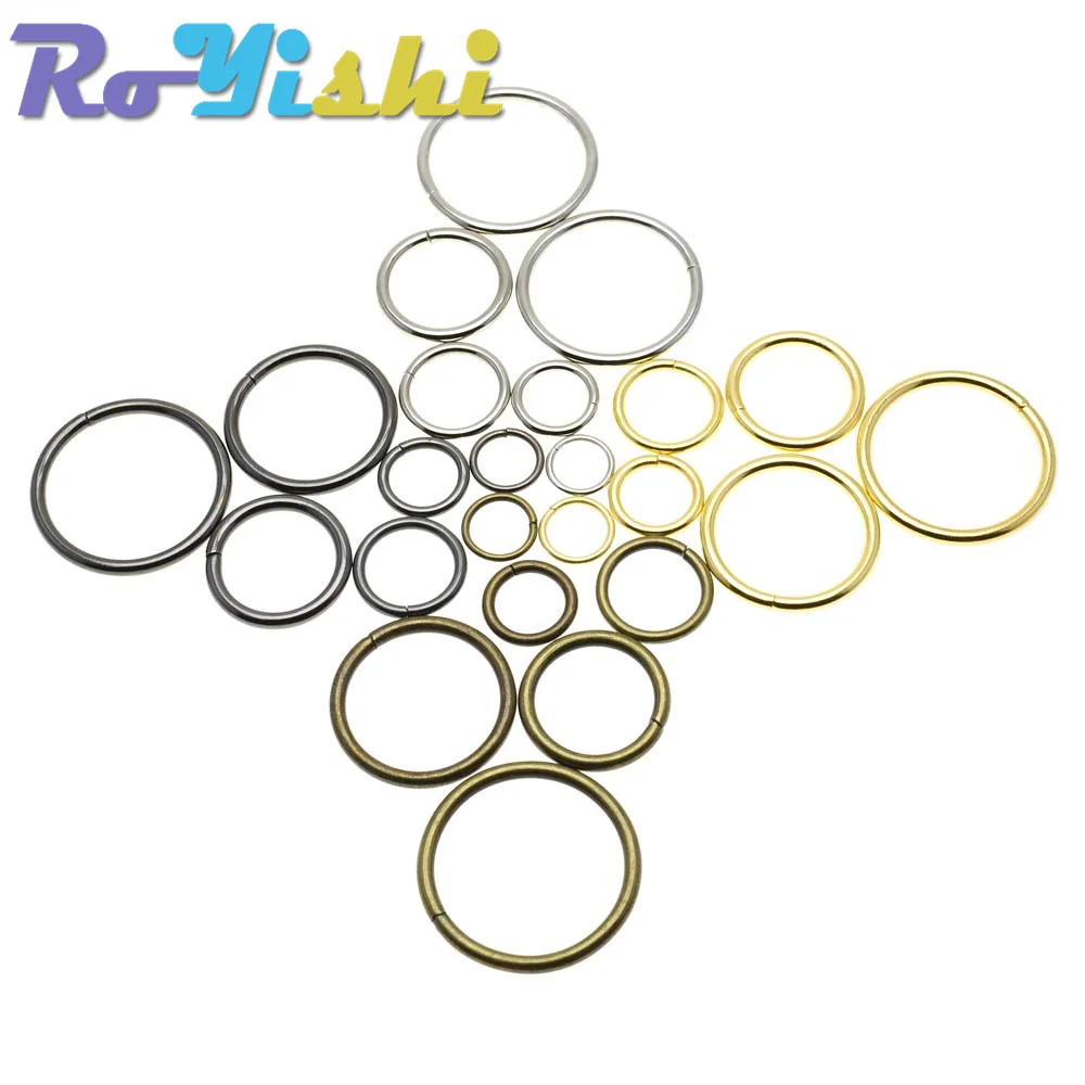 5 Pcs/Pack O rings Metal Non Welded Nickel Plated Collars Round Loops Belt Buckle Package Accessorie 12mm-38mm