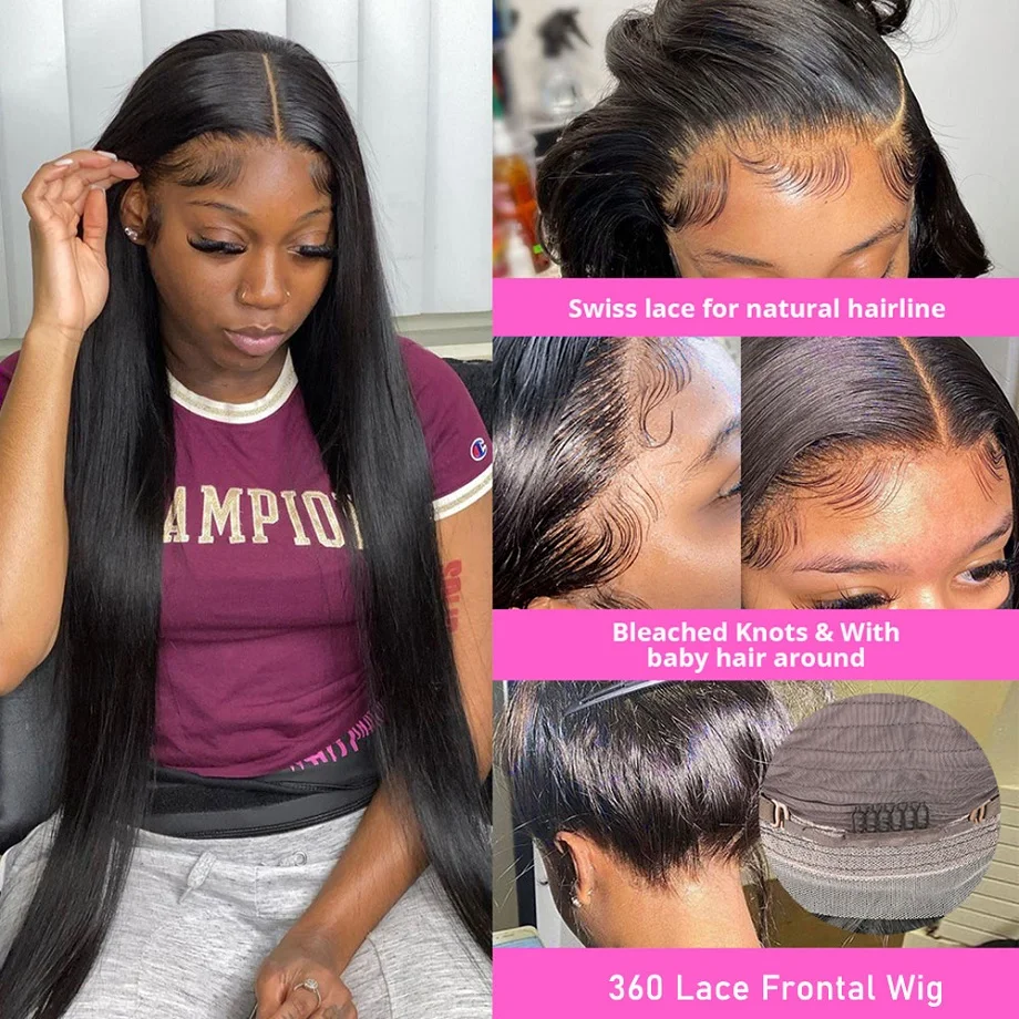 36 42 Inch Straight Lace Front Wigs Human Hair 360 Full Lace Wigs For Women Brazilian Pre Plucked 13x4 13x6 Hd Lace Frontal Wig
