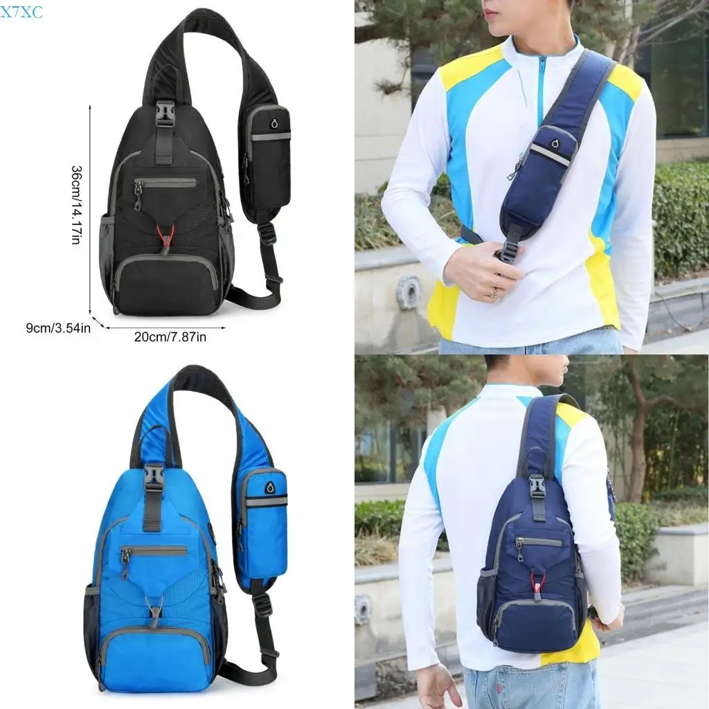 

X7XC Mans Casual Daypacks Travel Chest Pocket Shoulder Backpacks Nylon Crossbody Bag