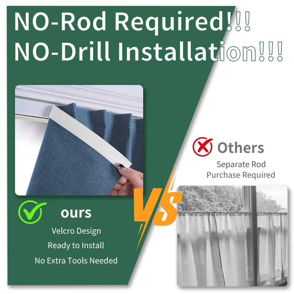 Adhesive Blackout Curtains- Self Stick Shades Window Blinds Curtains No Rod Needed Easy to Hang Curtains, Use for Home Office