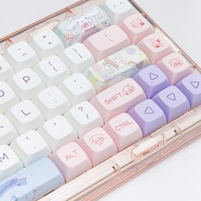 Sanrio Yuguigou Keycap with 144 Keys XDA Height Ball Cap Cute Lavender PBT Hot Rise Compatible Mechanical Keyboard Keycap