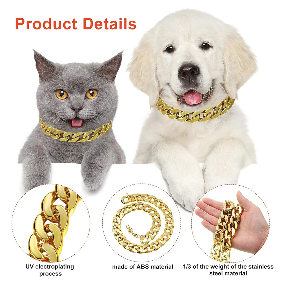 Pet Jewelry Necklace ABS Plastic Stylish Gold Dog Chain Collar For Small Medium Large Dogs Husky Pitbull Bulldog Pet Accessories