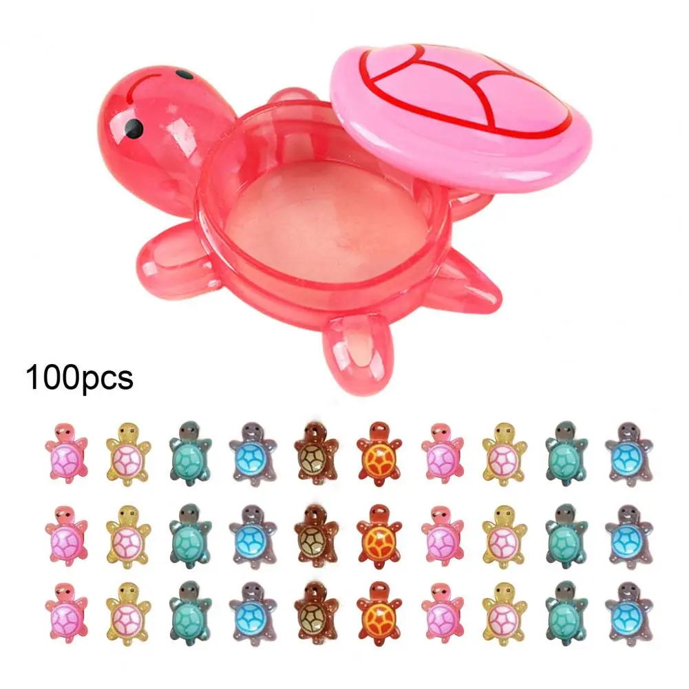 ที่ไม่ซ้ํากันเต่าโต๊ะเครื่องประดับ MINI ตุ๊กตาเต่าชุดกล่องเก็บ 100pcs น่ารักเต่าเล็กๆสําหรับงานฝีมือ Fairy Garden Decor