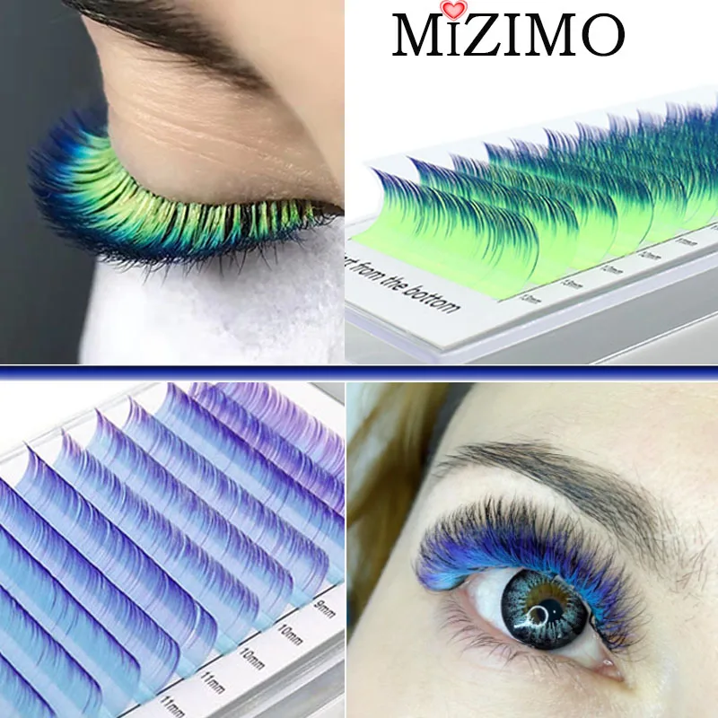 Color Single Grafted False Eyelashes Mixed Length Mixed Color Change Thickness 0.07/01mm  Curvature c/d Makeup