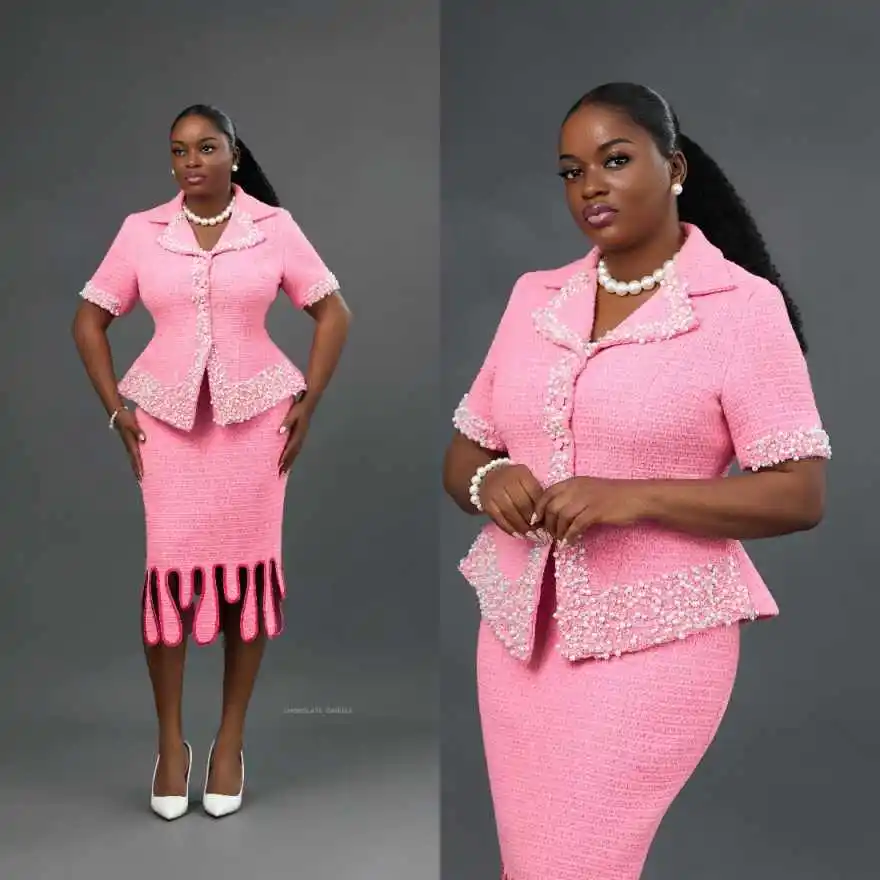 Fashion Girls Mermaid Skirts Suits 2 Pieces Customized Beads Wedding Tuxedos Set Ladies Graduation Ceremony Guest Wear