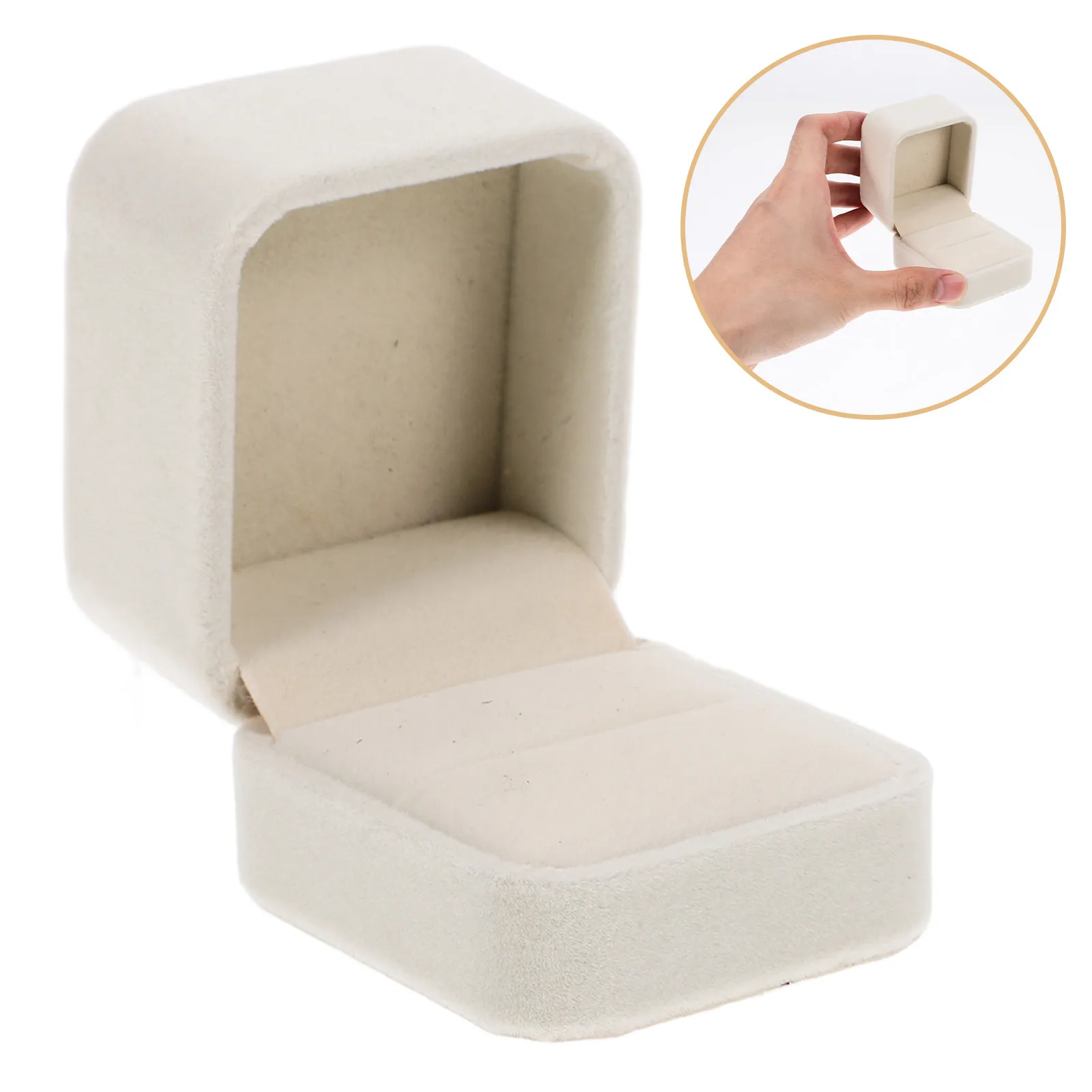 Square Soft Fabric Ring Box for Rings Earrings Brooches Engagement Wedding Proposal Gift Jewelry Storage Display Travel