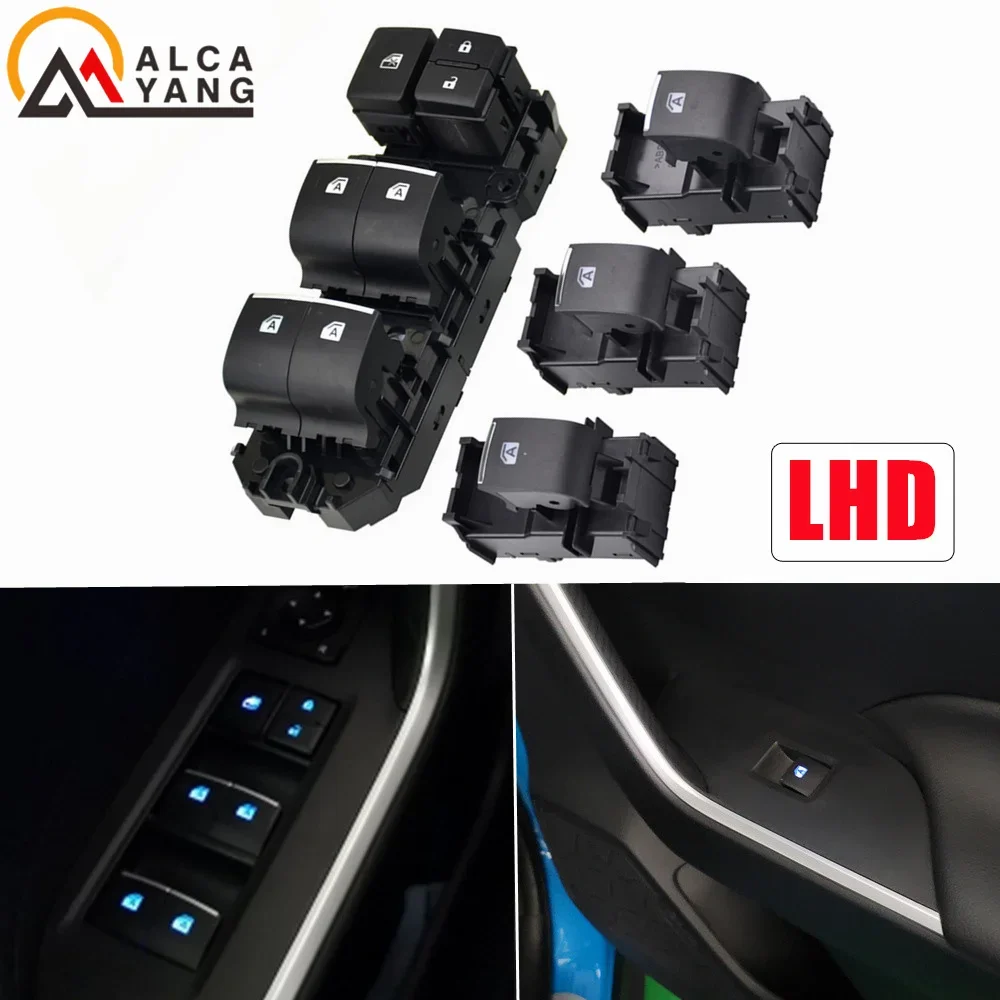 Wysokiej jakości elektryczny przełącznik szyb po stronie kierowcy do Toyoty RAV4 2019 2020 z podświetleniem LED i lewym podświetleniem