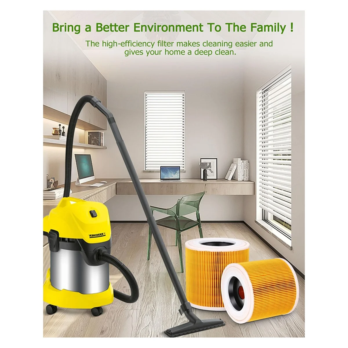 2 ชิ้นตลับหมึกสําหรับ Karcher เครื่องดูดฝุ่น WD3 Premium WD2 WD3 WD1 MV3 MV2 WD 3 P ชุดป้องกันฝุ่นละเอียด