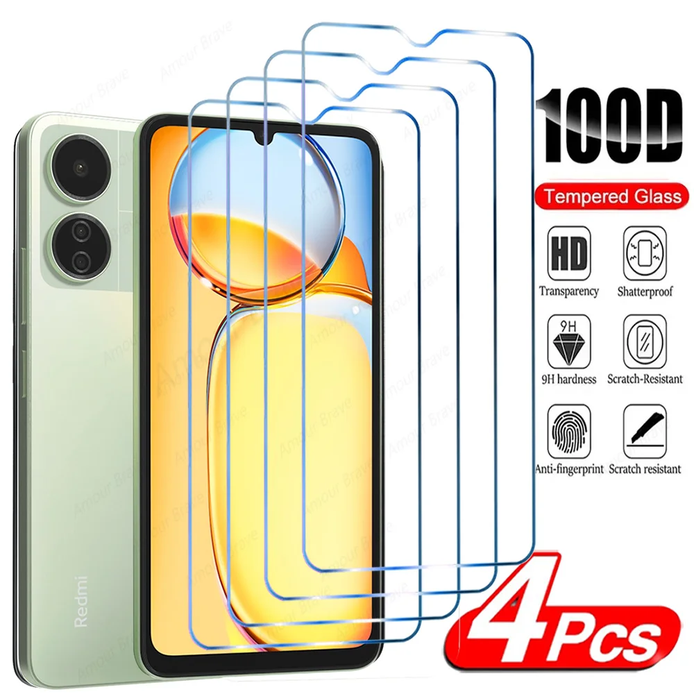 4PCS Screen Protector For Redmi 13C 10C A3 A1 Plus A2 10A 10 9T 9C 9A 9i 9 12C K60 Pro Tempered Glass For Redmi 8A K40 K50 Pro