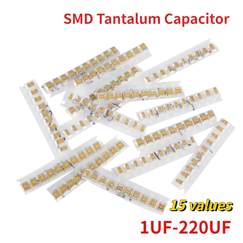 

150PCS SMD Tantalum Capacitor 1UF-220UF 6V 10V 16V 25V 35V A B Case Tantalum Capacitors 1UF 2.2UF 4.7UF 10UF 47UF