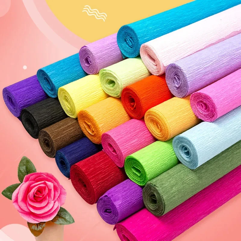 50x250cm Colored Crepe Paper Roll Origami Crinkled Crepe Paper Craft DIY Flowers Decoration Gift Wrapping Paper Craft