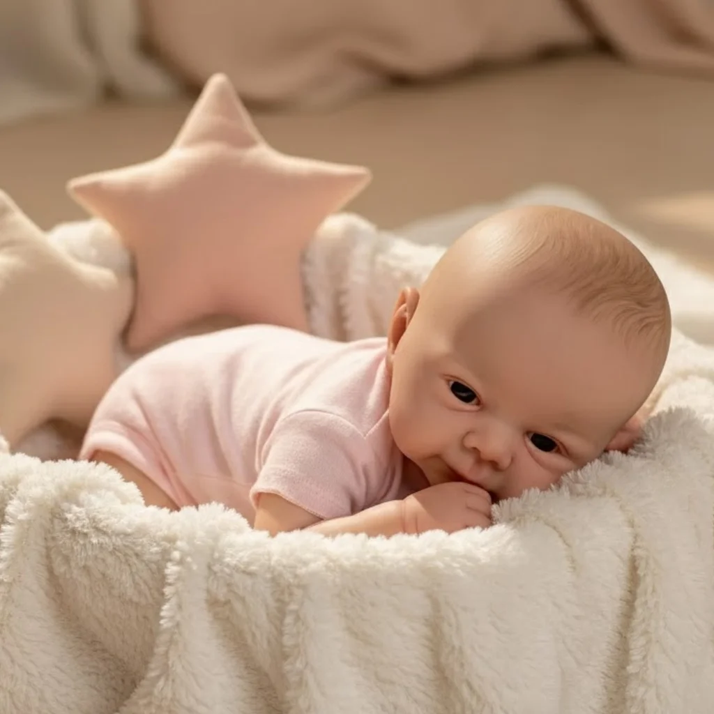 Muñeca Reborn Juliette Bebe de 19 pulgadas, piel pintada realista con cuerpo suave y peluche, muñeca bebé recién nacida hecha a mano para regalos y colección