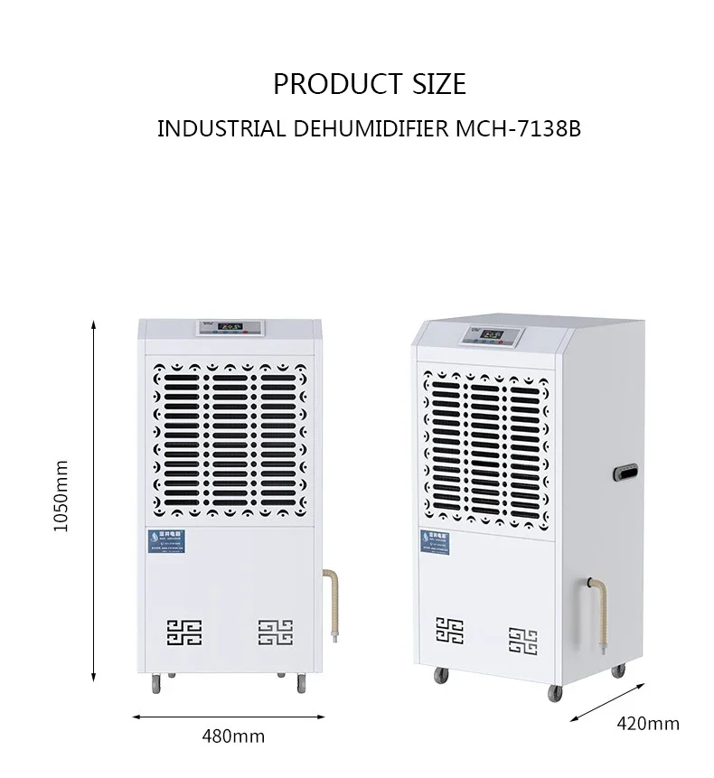 Commercial  Dehumidifier for Space Includes Washable Filter - 24Hr Timer Ideal for 138L, Industrial Spaces and Job Sites