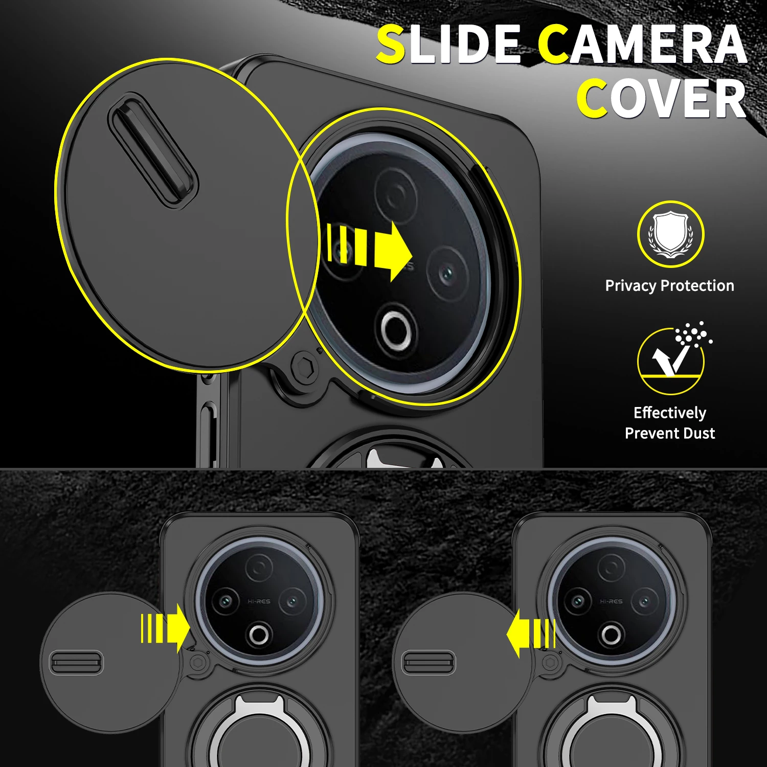 Magnetic Ring Stand Shockproof Case For VIVO Y500 China V2506A Slide Camera Lens Protection TPU Frame Plastic Phone Cover Fundas