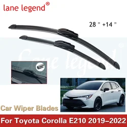 Escobillas de limpiaparabrisas sin marco para Toyota Corolla E210, 2019, 2020, 2021, 2022, juego de limpieza de ventana trasera y delantera, gancho U J