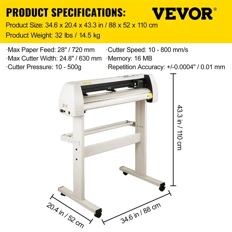 New! 28-34 Inch Vinyl Cutter Machine W/ Floor Stand Vinly Sign Cutting Plotter Starter Kits Software Adjustable Force Speed