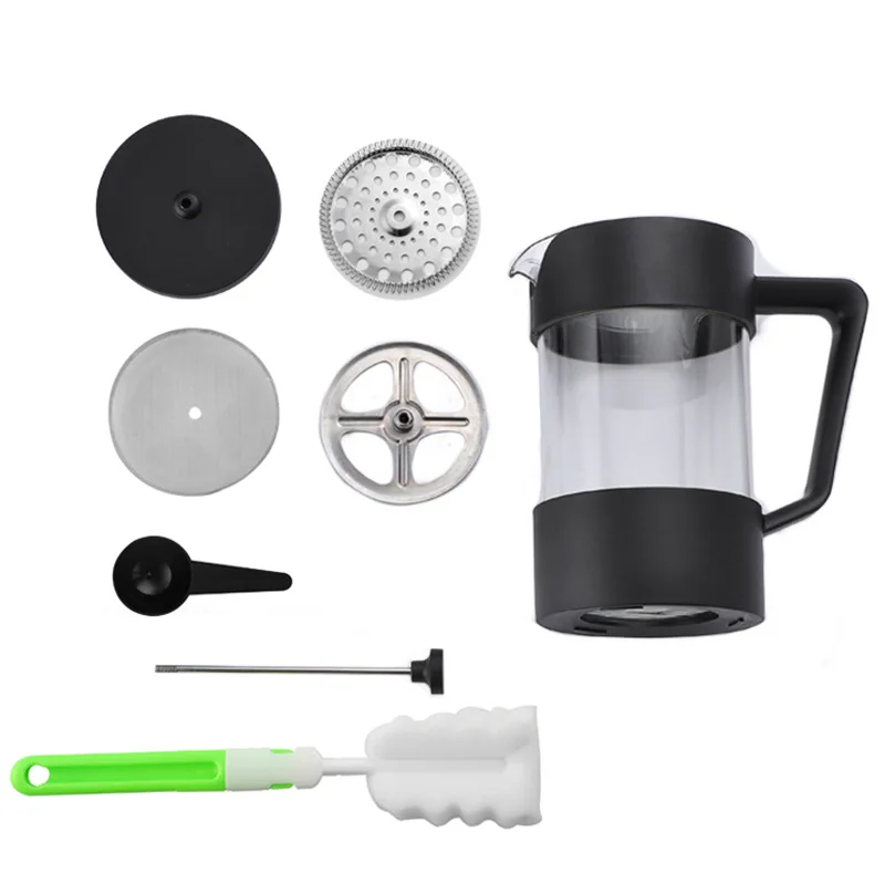 Borosilicate French Press Coffee Pot, Stainless Steel Filter Tea Plunger for Home Use