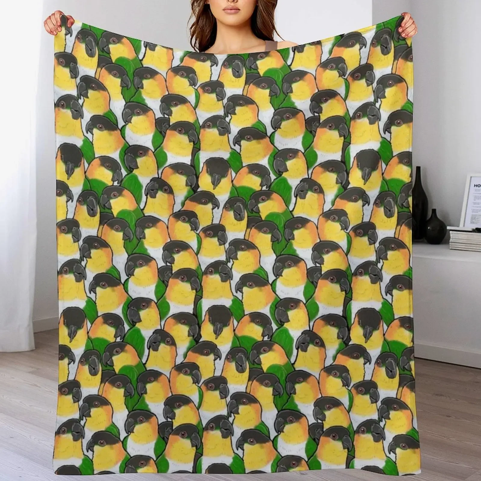 

Black-headed Caique Parrots Throw Blanket Soft Home Decor Blanket for Couch Bedroom