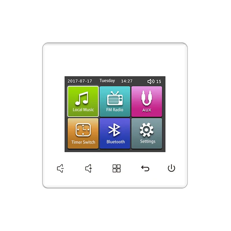 

2.8 inch touch screen stereo sound remote controller background music system bluetooth FM AUX wall amplifier panel