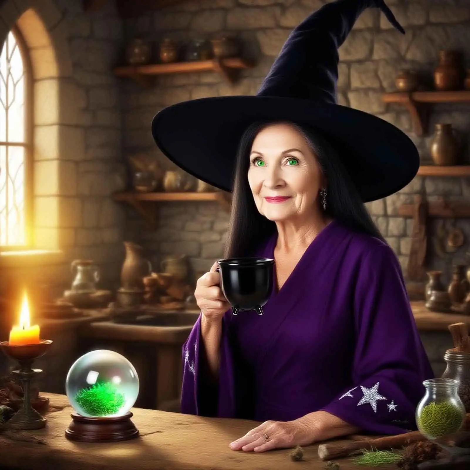 

Witch Coffee Mug Halloween Ceramic Water Cups Mug Gothic Drinkware Desk Decor For Women Men Hot Ice Drinks Juice Tea Cappuccino