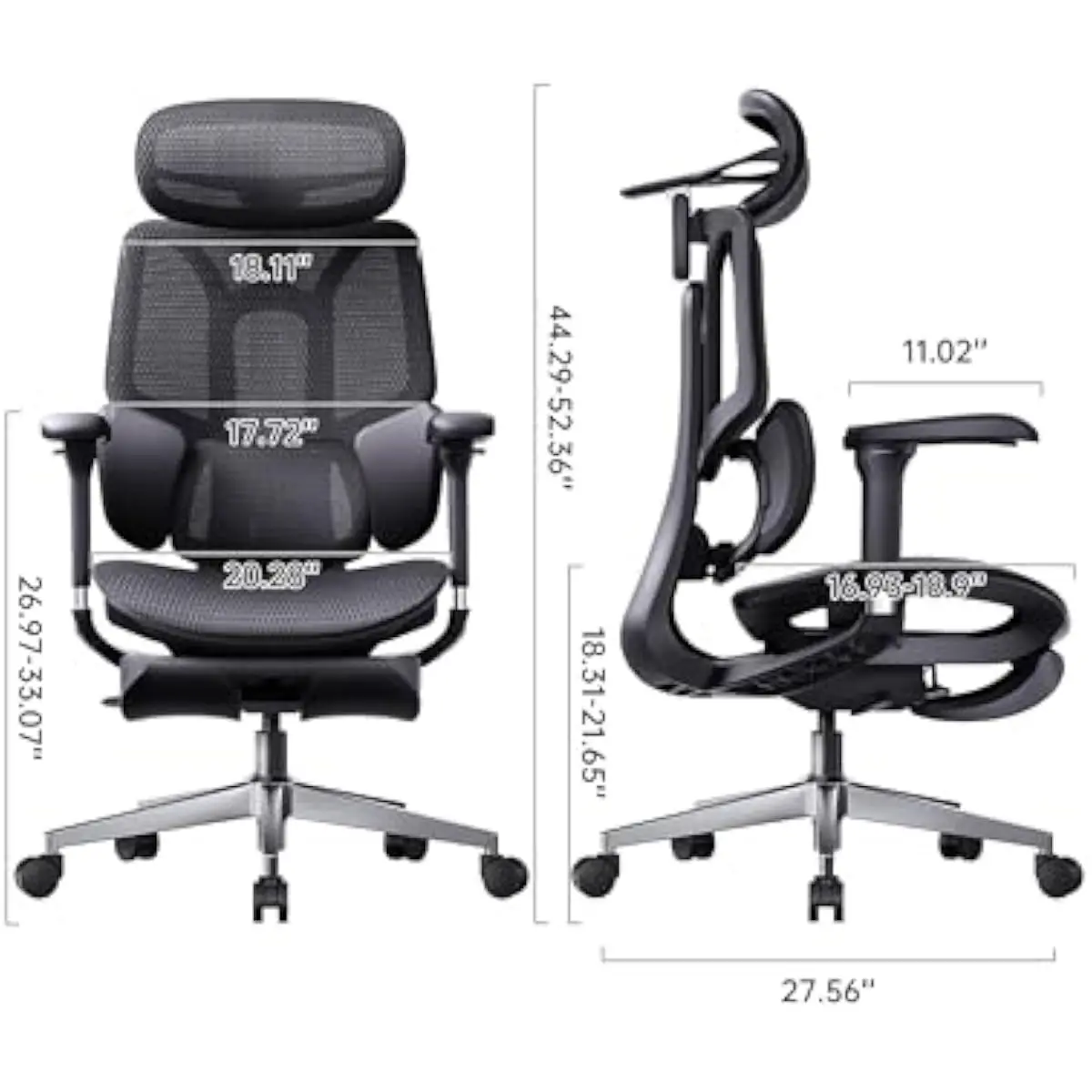 Ergonomic Office Chair with 3-Zone Adaptive Lumbar Support CloudMesh Backrest Auto-Weight-Sensing Recline Mechanism 4D Adjustabl