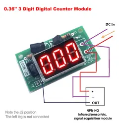 0.36'' 3 Digit Digital Counter Module 7-16V/15-26V Power-ON Count Digital Tube Trigger Counter Module Accumulator Red Color