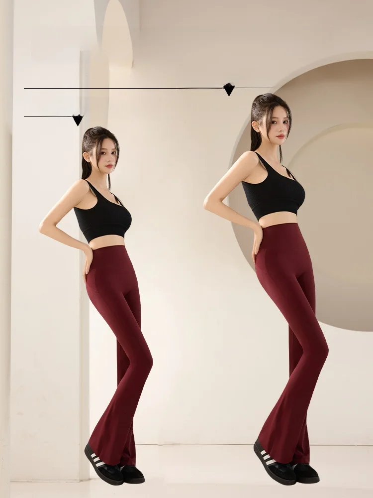 High Waist Yoga Pants Thin Flared Women's Boting Elastic Summer 2025 New Sle  Person Casual Long Pants Nylon Spandex