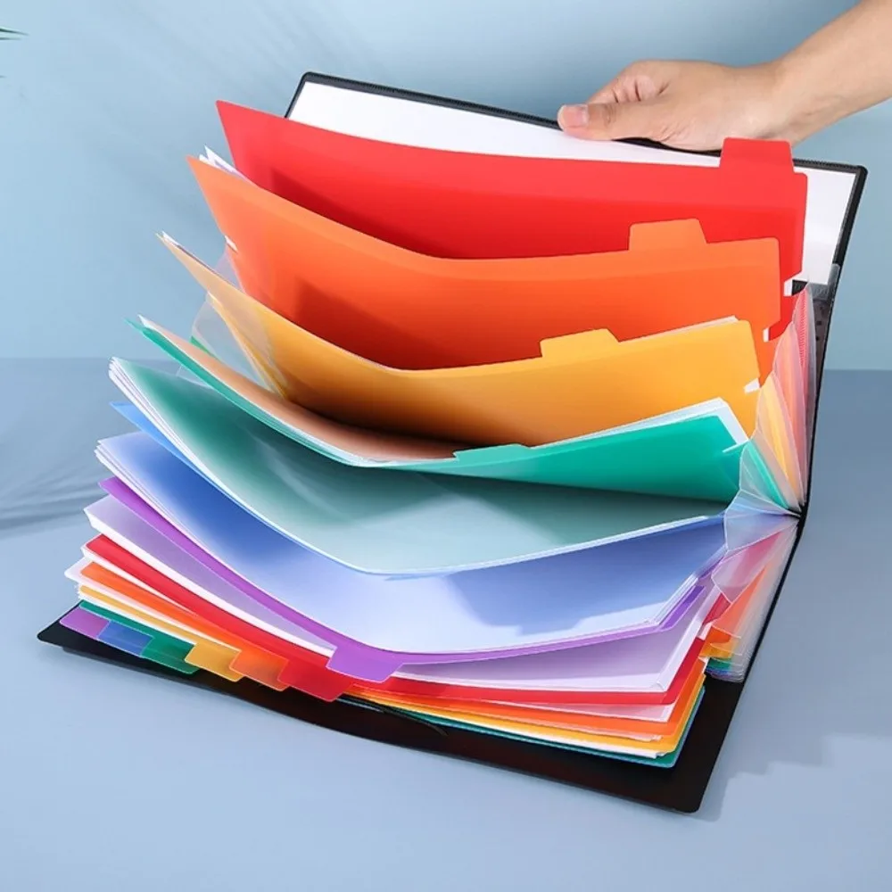 Multi-layer A4 Partition Folder with 12 Pockets Large-capacity Featuring 12 Colorful Labels Expansion File Folder Waterproof