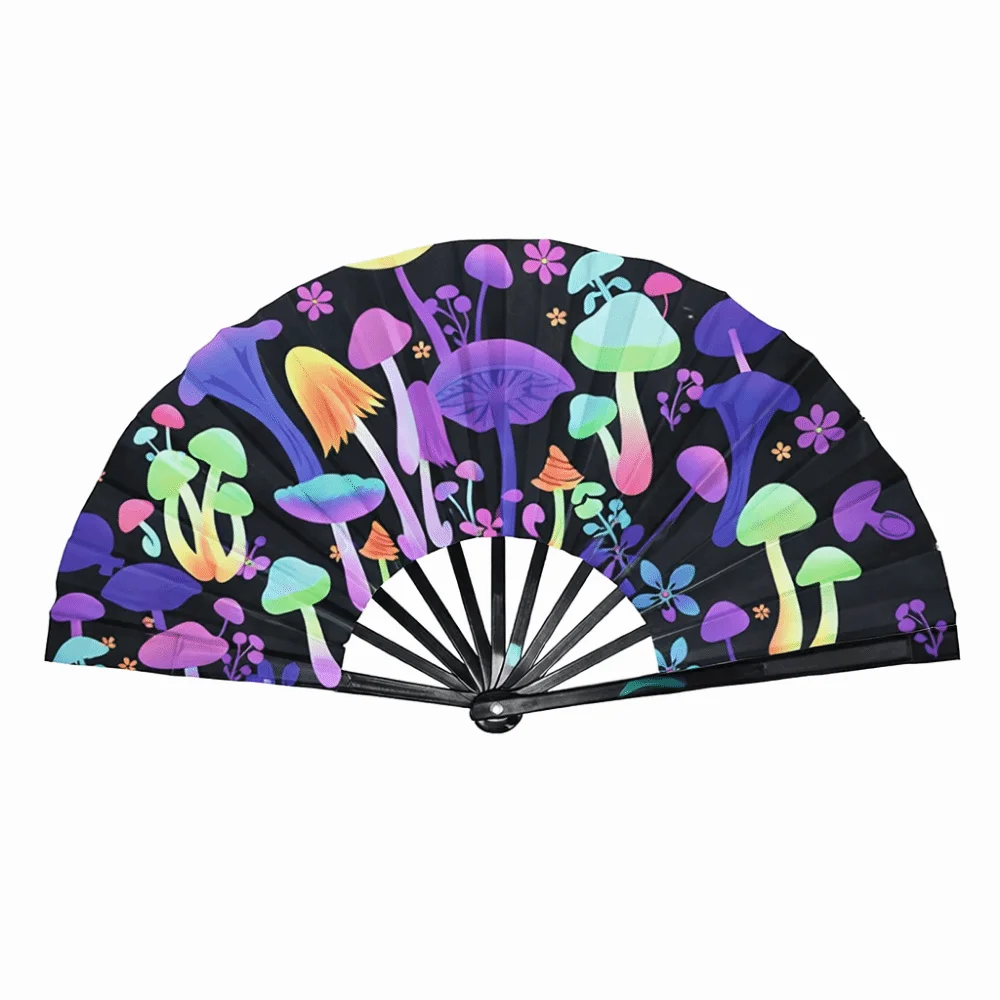

Handmade 33cm Rave Hand Fan Fluorescent Folding Kung Fu Fan Holographic Reflective Surface Large Folding Hand Fan Dance