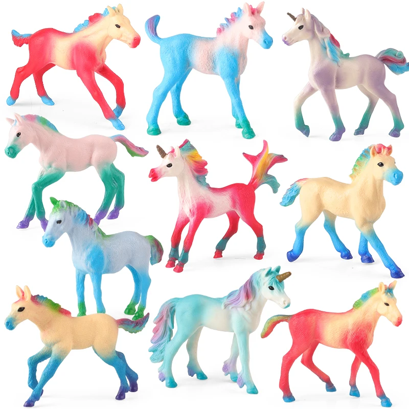 Oenux New mitical Elf Pegasus Fairy Tale Fly Horse giocattolo per bambini Action Figures modello animale Cute Girl regalo di compleanno Cake Toppers