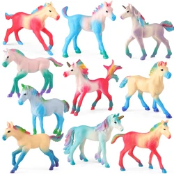 Oenux New Mythical Elf Pegasus Fairy Tale Fly Horse Kids Toy Action Figures Animal Model Cute Girl Birthday Gift Cake Toppers