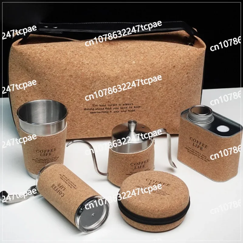 

Hand brewed coffee set Cork bag Portable outdoor coffee set