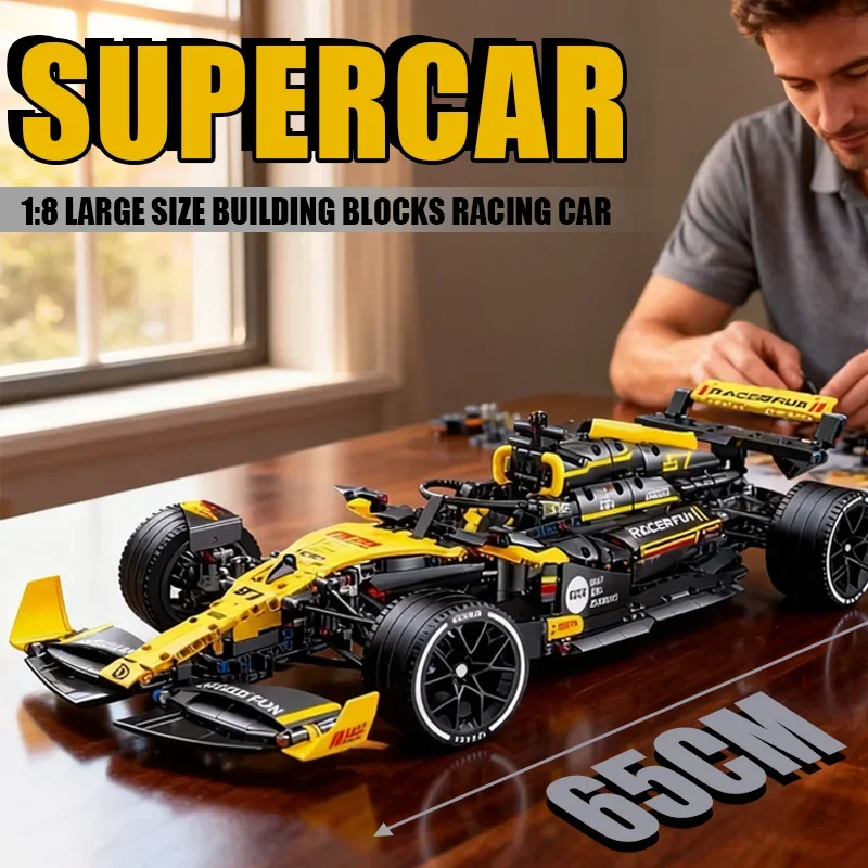 

Конструктор из 1650 деталей: Модель гоночного автомобиля MOC в масштабе 1:8, техническая модель для обучения STEM, демонстрационная модель транспортного средства, детские игрушки