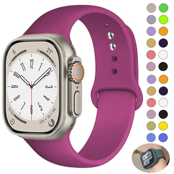 애플 워치 밴드용 실리콘 스트랩, 스포츠 팔찌, iwatch Ultra2 시리즈 7, 8, 6, 5, 4, 3, SE 9, 49mm, 44mm, 45mm, 40mm, 41mm, 38mm, 42mm, 45mm 