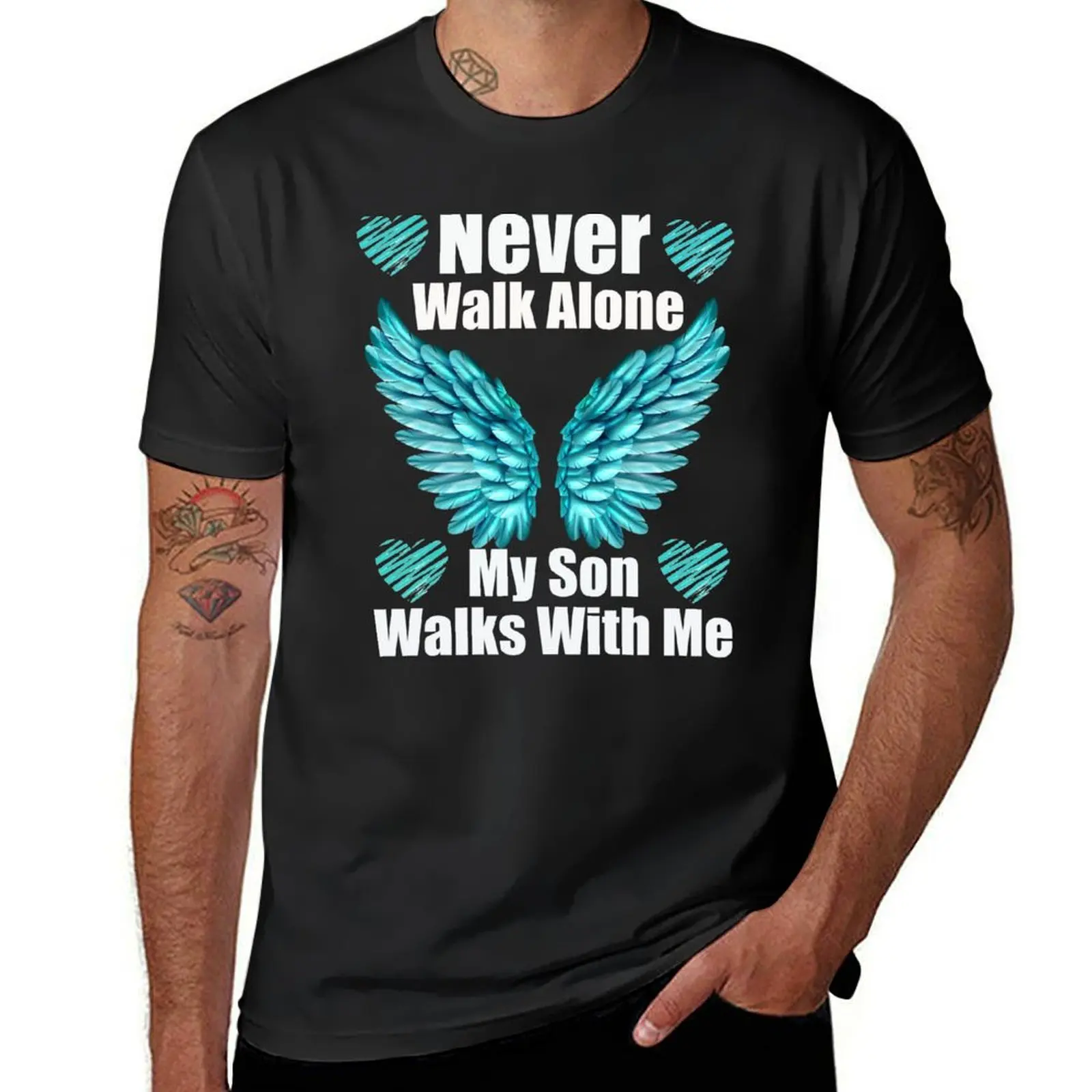 Never Walk Alone My Son Walks With Me T-Shirt summer top graphics mens t shirts pack