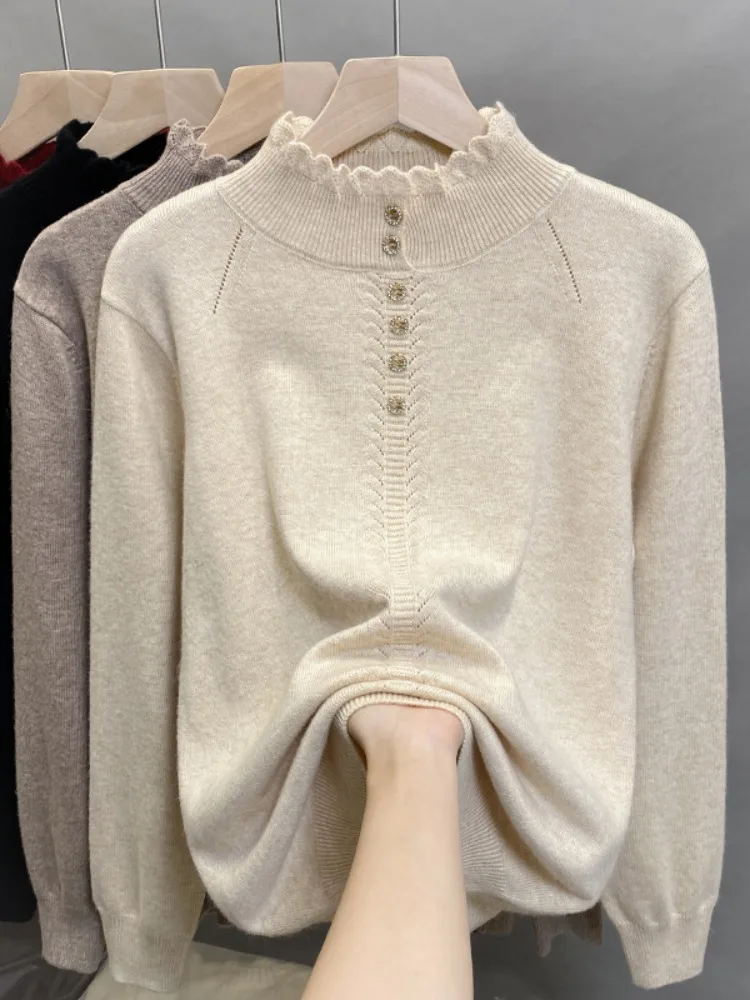 

Женская базовая трикотажная кофта Ele f High Ne, новинка 2026 года, осенне-зимняя верхняя одежда, повседневный модный топ