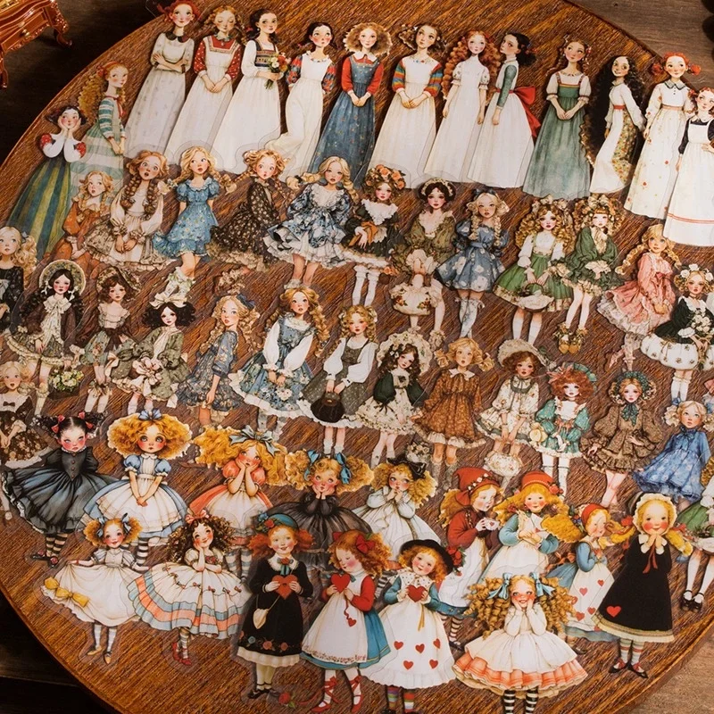 

30 Pcs Sweet Lolita Girl PET Sticker Pack, Vintage Character Stickers for Journaling, Scrapbooking & DIY Scene Collage