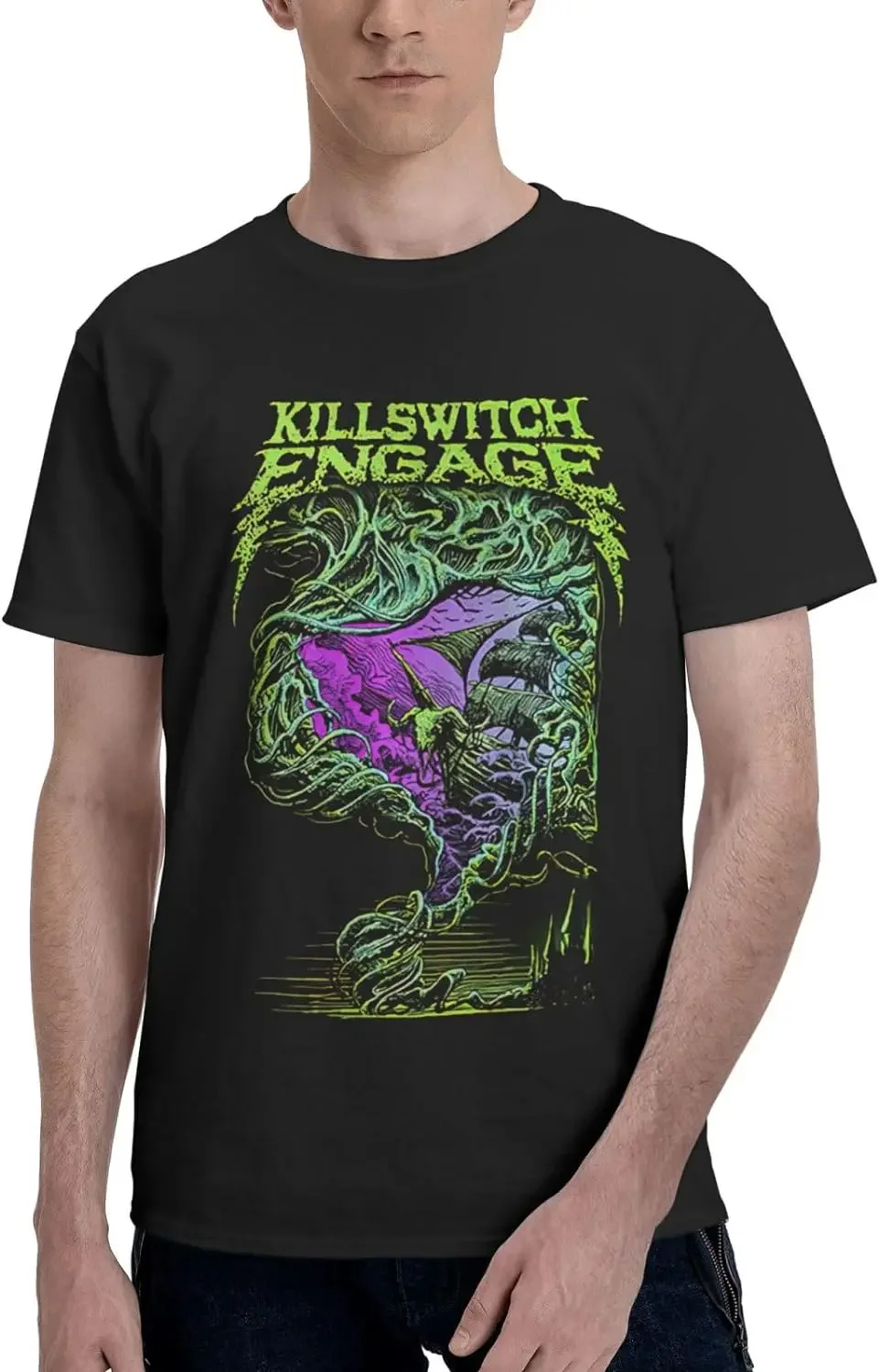 Killswitch Rock Band Engage Men's t-Shirt,Short Sleeve Comfy Tee Breathable Summer Cotton Shirt for Running