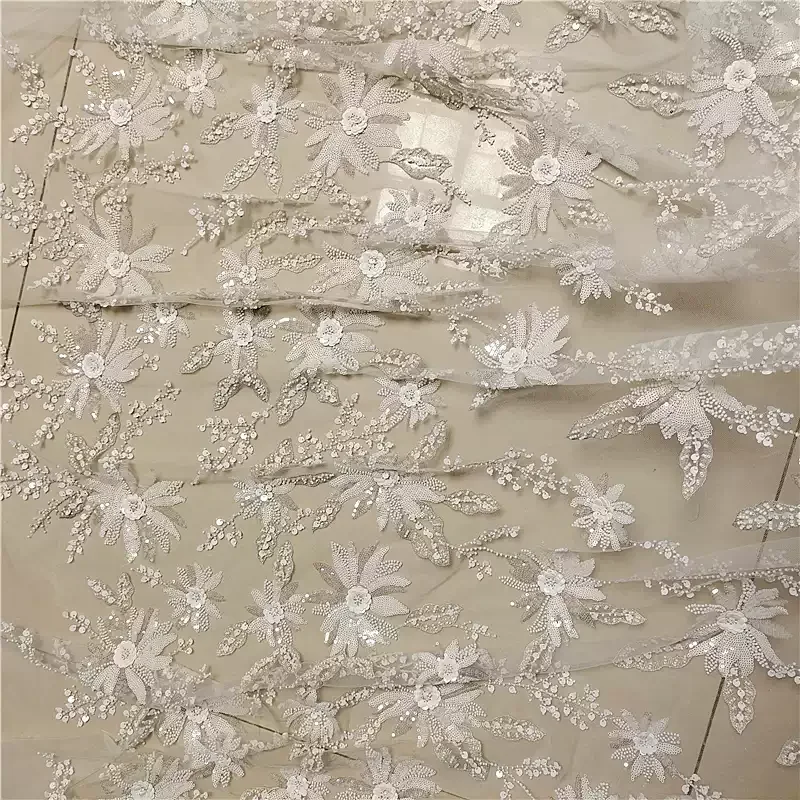 

1 ярд, роскошная ткань с вышивкой бисером и блестками, свадебное платье, одежда, юбка, дизайнерские ткани Cheongsam для пэчворка