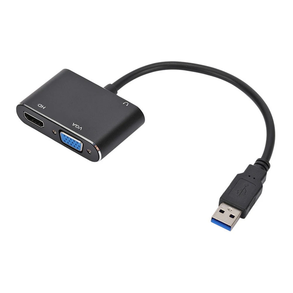 3 In 1 USB 3.0 to HDMI-Compatible VGA Audio Video Converter Adapter 1080P 4K Dual Screen Display for PC Laptop Projector