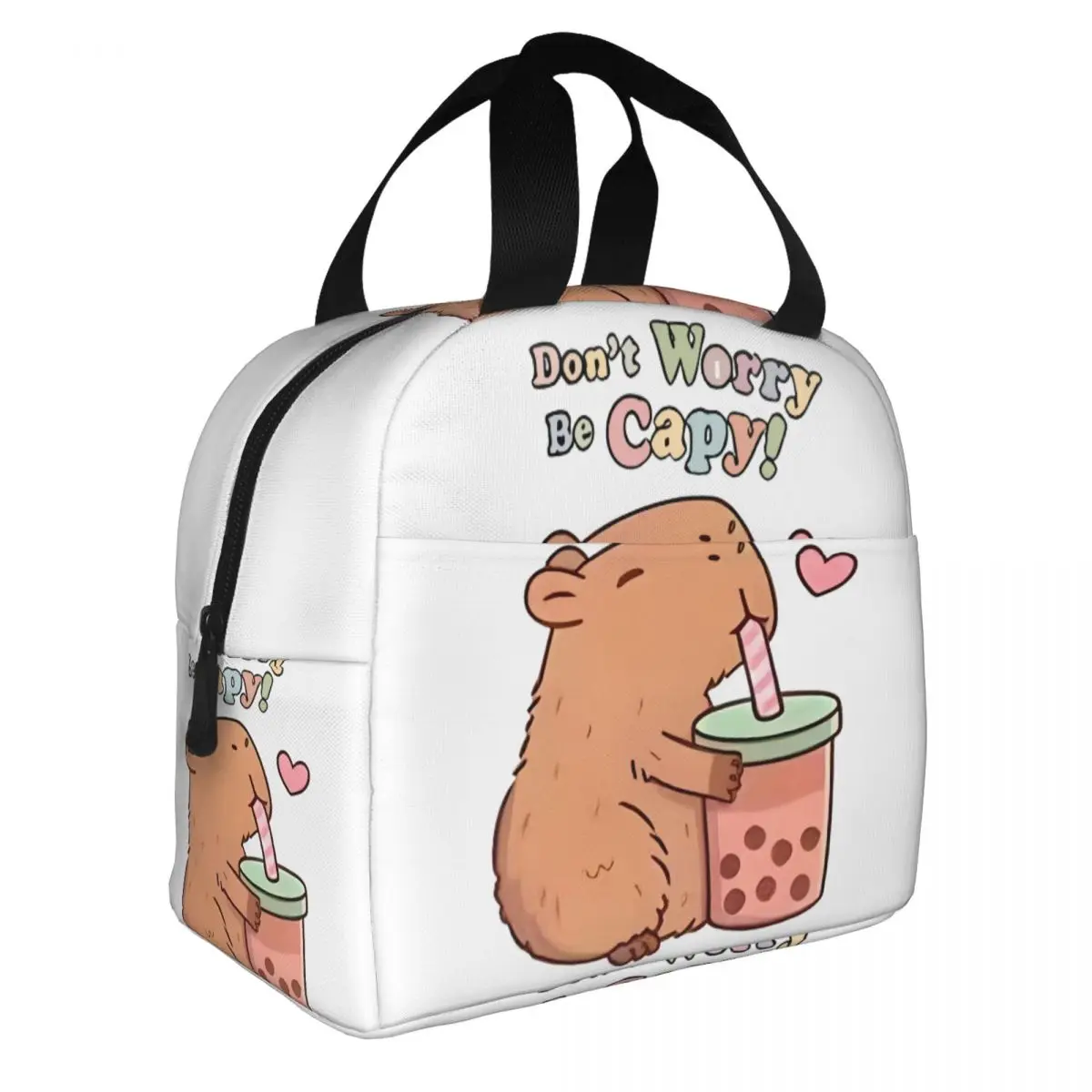Cartoon Animal Pets Capybara Insulated Lunch Bag for Women Portable Cooler Thermal Bento Box office Work School