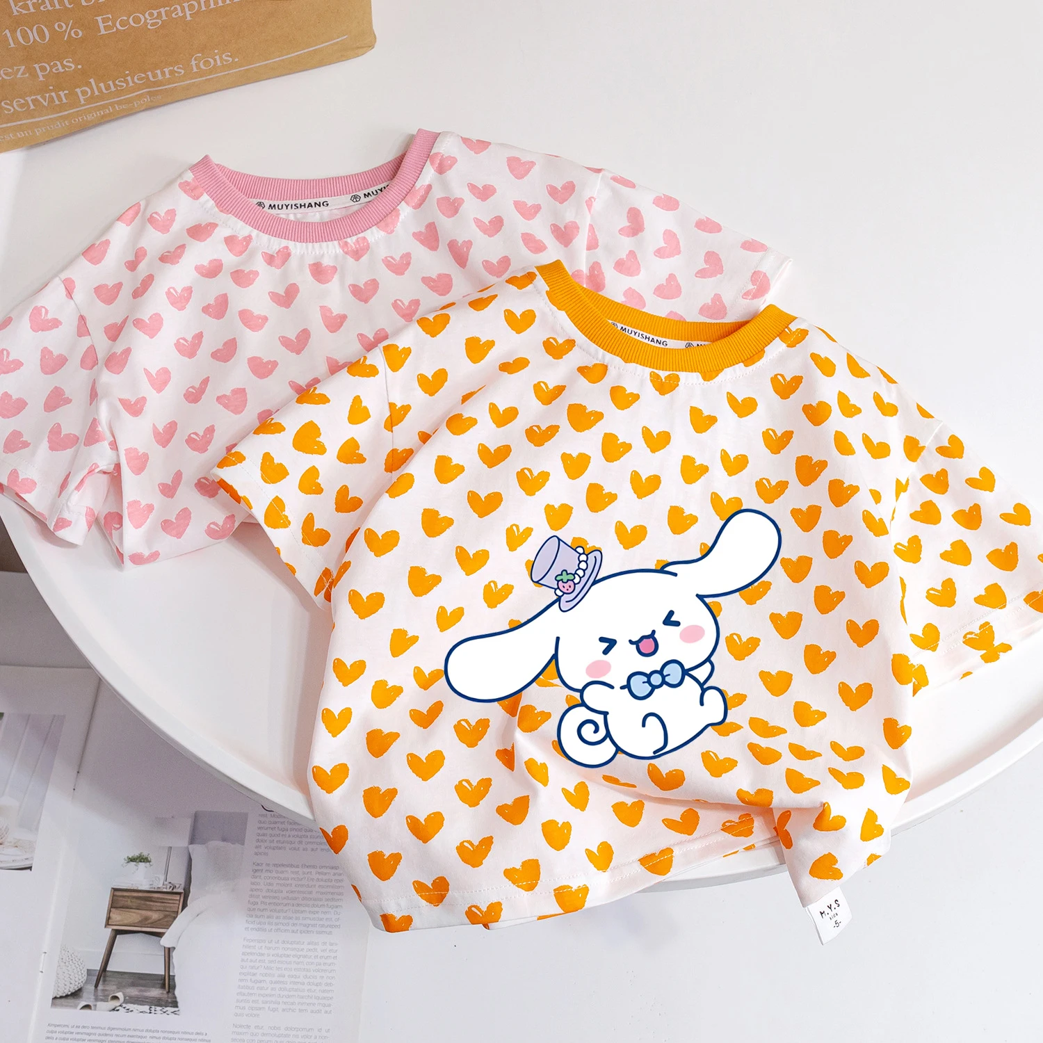 

Anime Sanrio Cinnamoroll Girls T-Shirt Summer Cartoon Short Sleeve Round Neck Flower Print T-Shirt Toddler Kids Casual Thin Top