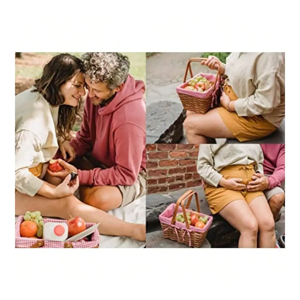 

Basket Natural Woven Basket With Double Folding Handles Woodchip Basket And Organizer Blanket Storage For Egg Gathering Wedding