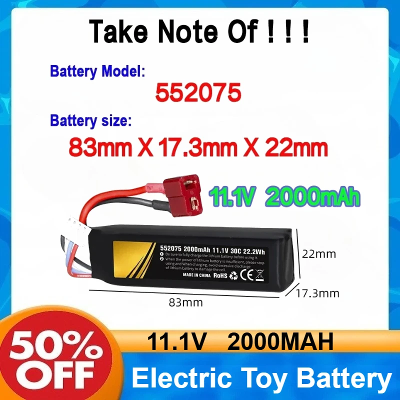 

For Airsoft Air Pistol Electric Toy Water Guns Part Soft Bullet Guns Battery 2000mAh 30C 452096 Lipo Batteries T/SM/XT30 Plug